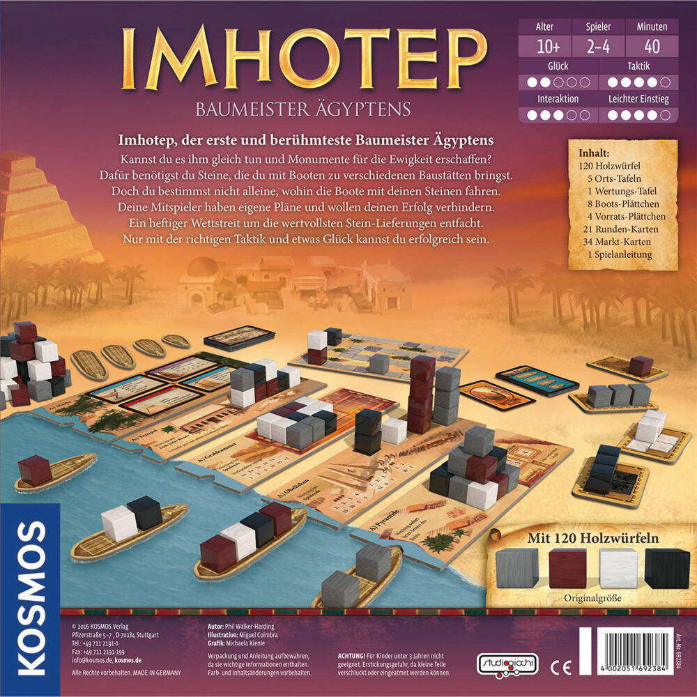 KOSMOS Familienspiele Imhotep, Strategiespiel, Bauprojekte, Spiel, ab 10 Jahren, 692384