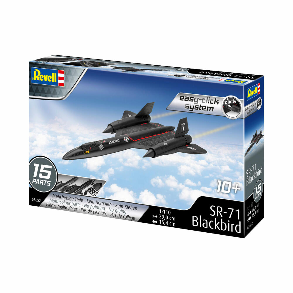 Revell Bausatz Lockheed SR-71 Blackbird, Flugzeug, Modellbausatz, Easy Click System, ohne Kleben, 16 Teile, ab 10 Jahre, 03652