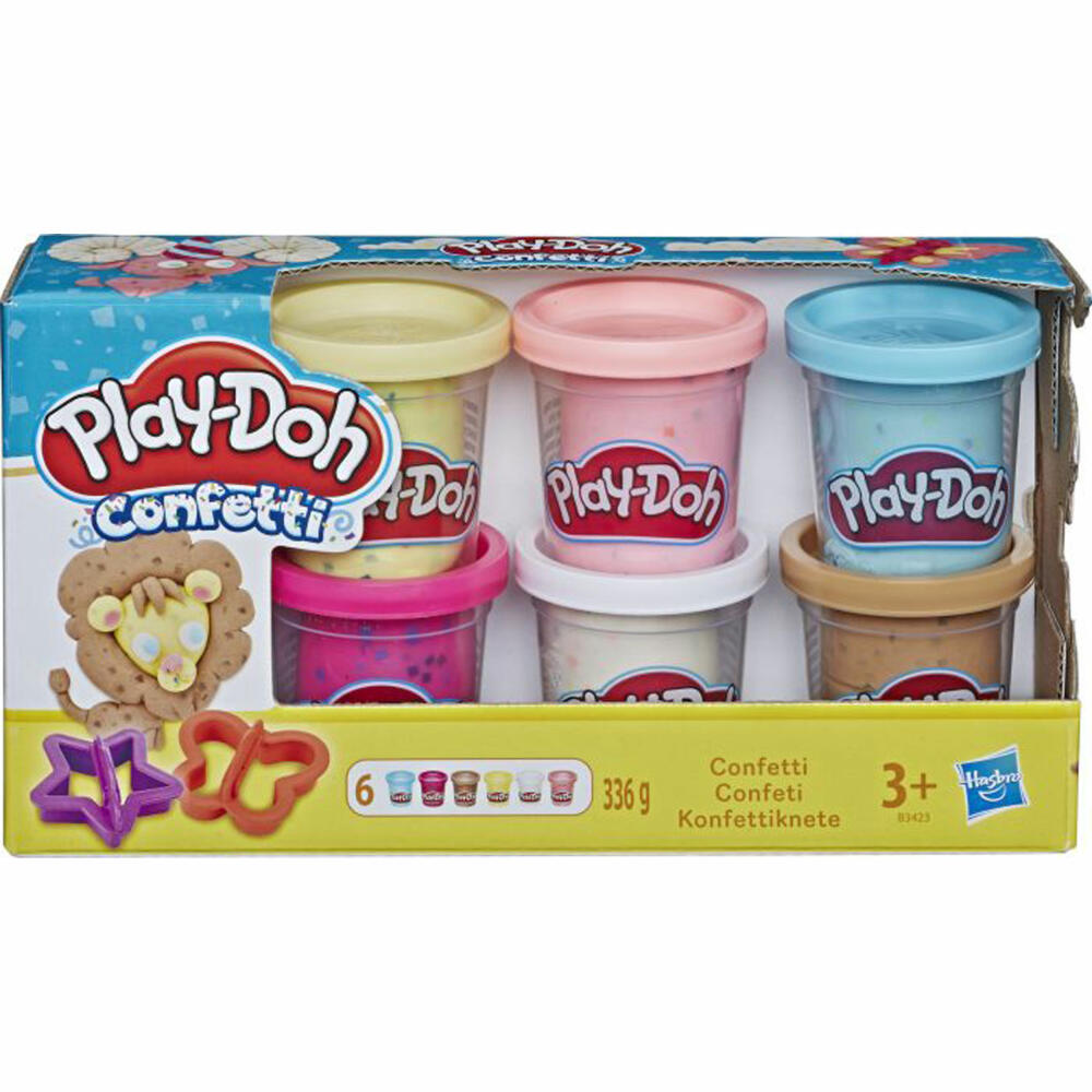 Hasbro Play-Doh Konfettiknete, 8-tlg., Konfetti Knete, Kneten, Knetset, Kinder, B3423EU6