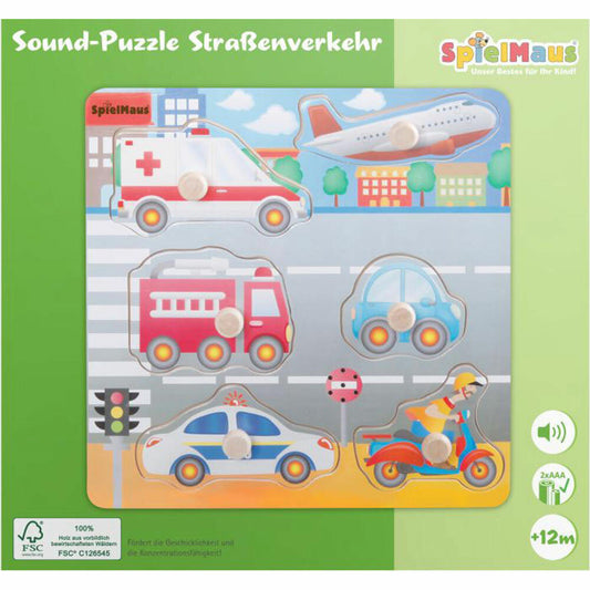 SpielMaus Holz Sound Holzpuzzle Straßenverkehr