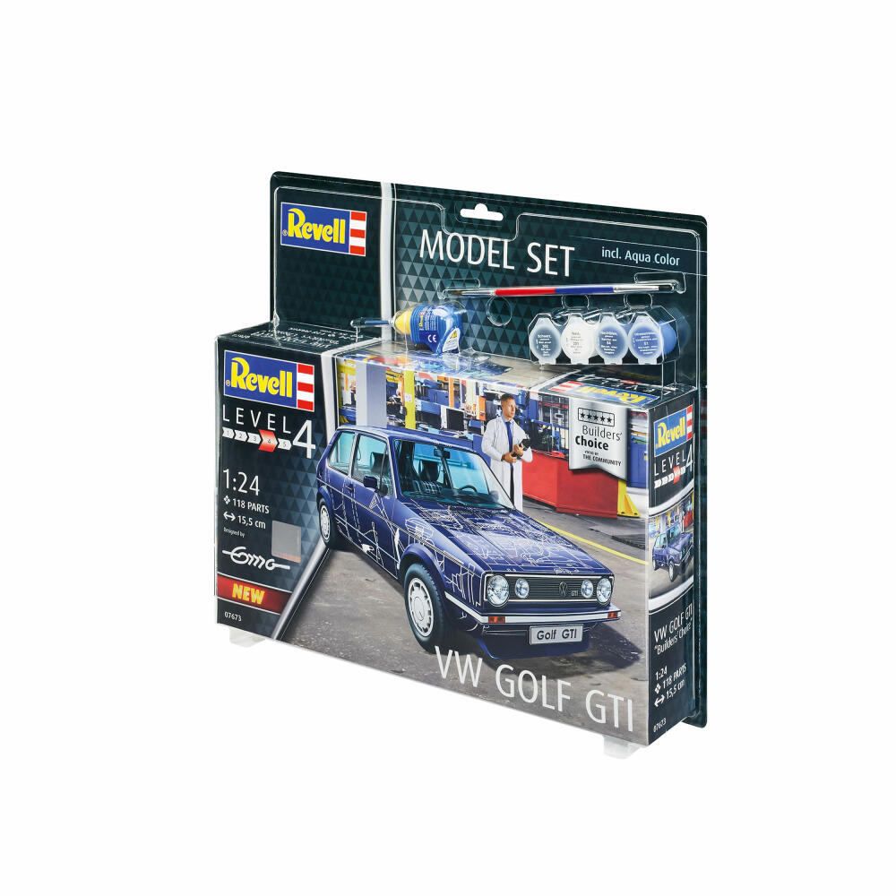 Revell Model Set VW Golf Gti Builders Choice, Auto, Modellbausatz mit Farben und Kleber, 121 Teile, ab 12 Jahren, 67673