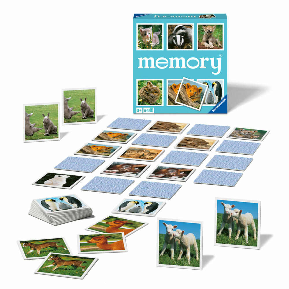 Ravensburger memory Tierkinder, Memospiel, Kinderspiel, Kinder Spiel, ab 3 Jahre, 20879