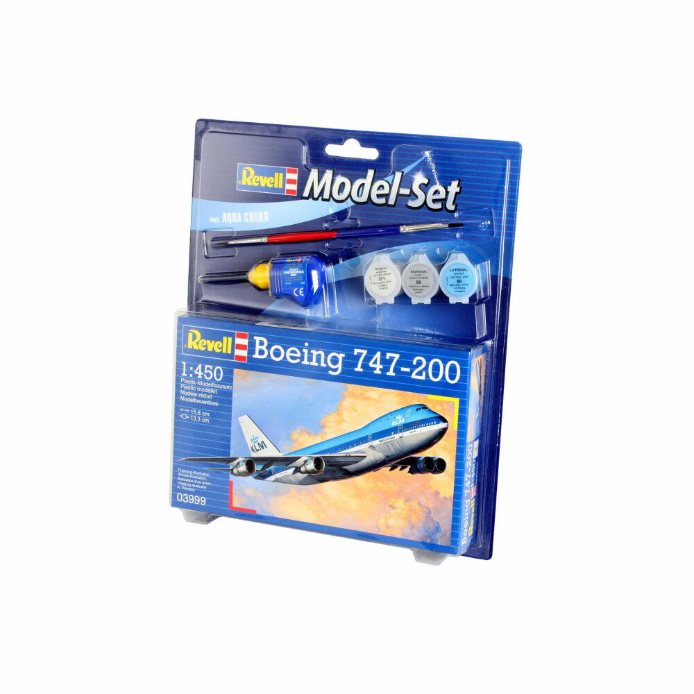 Revell Model Set Boeing 747-200, Flugzeug, Modellbausatz, Modell Bausatz, 22 Teile, ab 10 Jahre, 63999