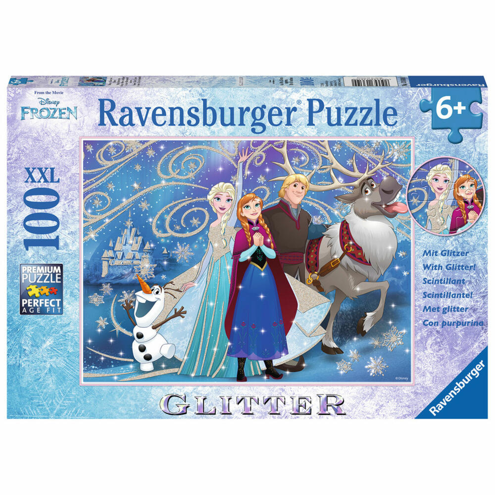 Ravensburger Puzzle Disney Frozen: Glitzernder Schnee, Kinderpuzzle, Legespiel, Kinder Spiel, Puzzlespiel, Die Eiskönigin, 100 Teile XXL, 13610 0