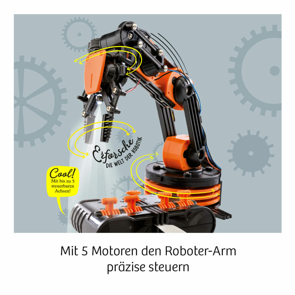 KOSMOS Roboter-Arm Experimentierkasten, Modellbausatz, Roboter, mit 5 Motoren und Beleuchtung, 620028