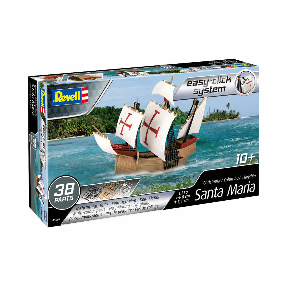 Revell Modellbausatz Santa Maria, Schiff, Easy Click System, ohne Kleben, 38 Teile, ab 10 Jahren, 05660