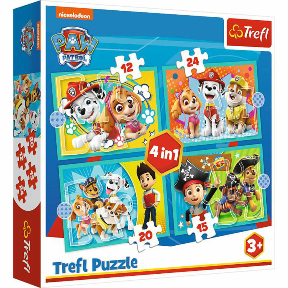 Trefl 4 in 1 Puzzle - Paw Patrol 12, 15, 20, 24 Teile