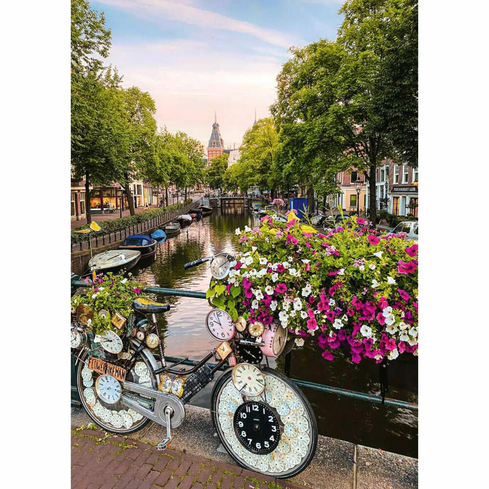 Ravensburger Fahrrad und Blumen in Amsterdam, 1000 Teile, Erwachsenenpuzzle, Puzzle für Erwachsene, 17596