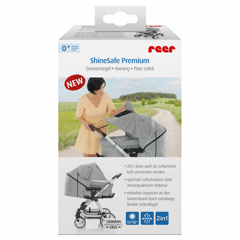 reer ShineSafe Premium Sonnensegel, Sonnenschutz, UV Schutz, Kinderwagen, 84121