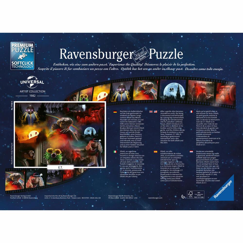 Ravensburger Universal VAULT Movie Collection E.T., Erwachsenenpuzzle, Puzzle, 1000 Teile, 17148