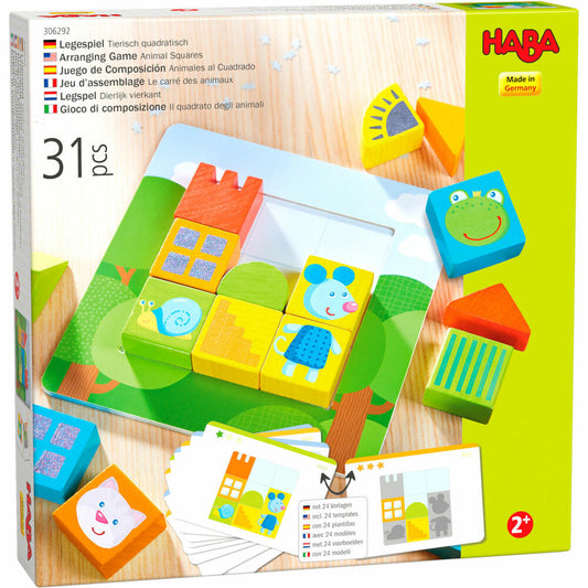 HABA Legespiel Tierisch quadratisch, Kinderspiel, Kinder Spiel, Spielzeug ab 2 Jahren, 306292