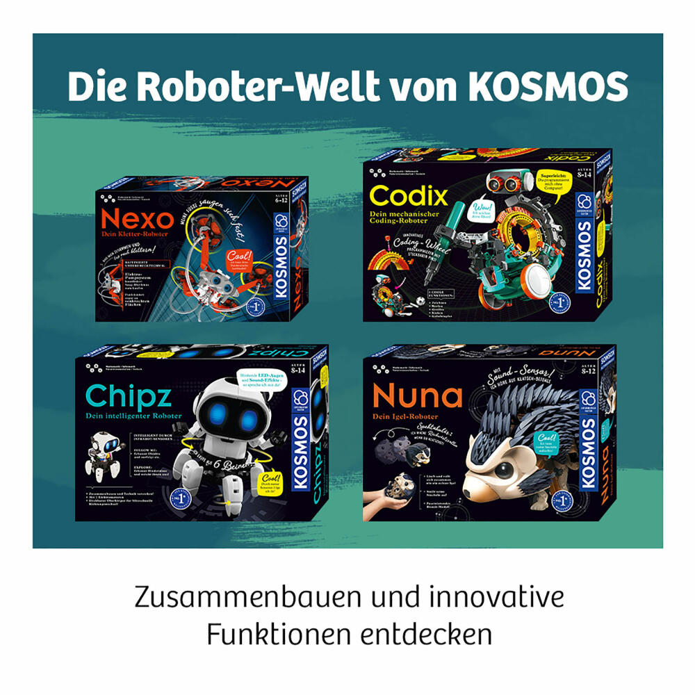 KOSMOS Codix - Dein Mechanischer Coding Roboter, Coding Roboter, Programmierspiel, Programmieren Lernen, Spiel, ab 8 Jahren, 620646