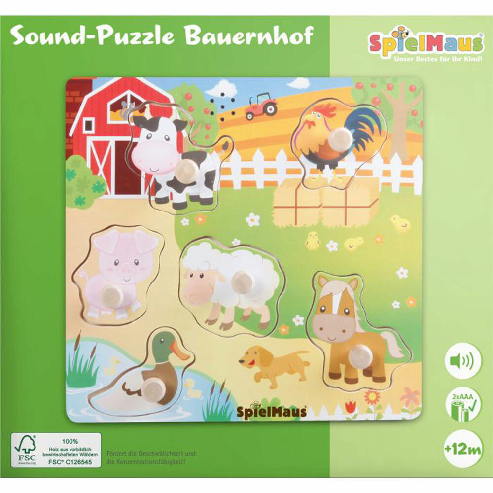 SpielMaus Holz Sound Holzpuzzle Bauernhof