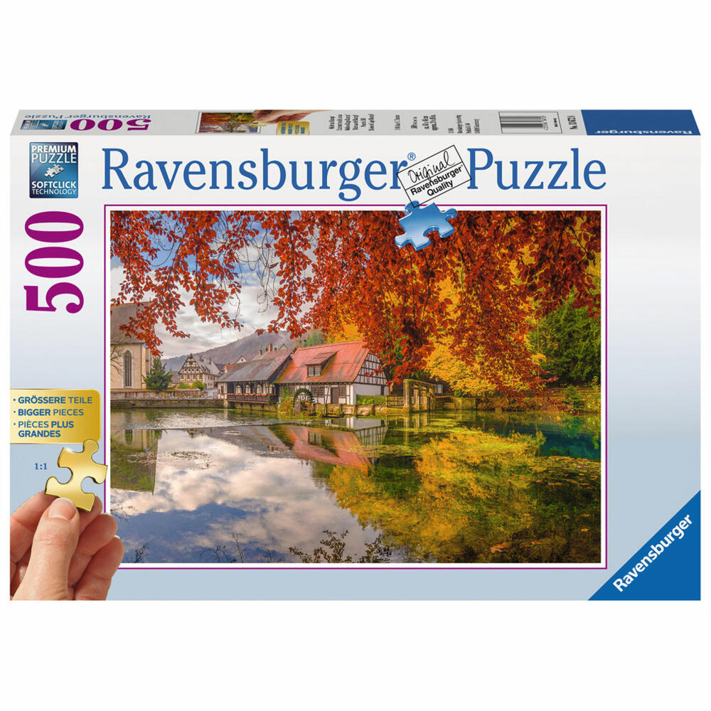 Ravensburger Puzzle Mühle Am Blautopf, Erwachsenenpuzzle, Erwachsenen Puzzles, Größere Puzzleteile, Gold Edition, 500 Teile, 13672 8