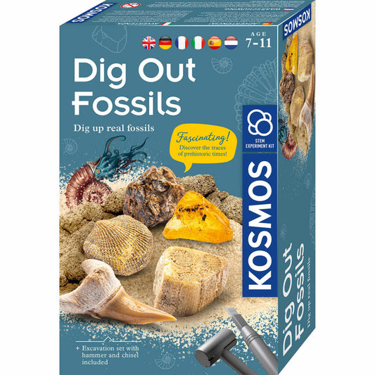 KOSMOS Fossilien / Dig Out Fossils, Experimentierkasten, Kinder, Mehrsprachig, 616922