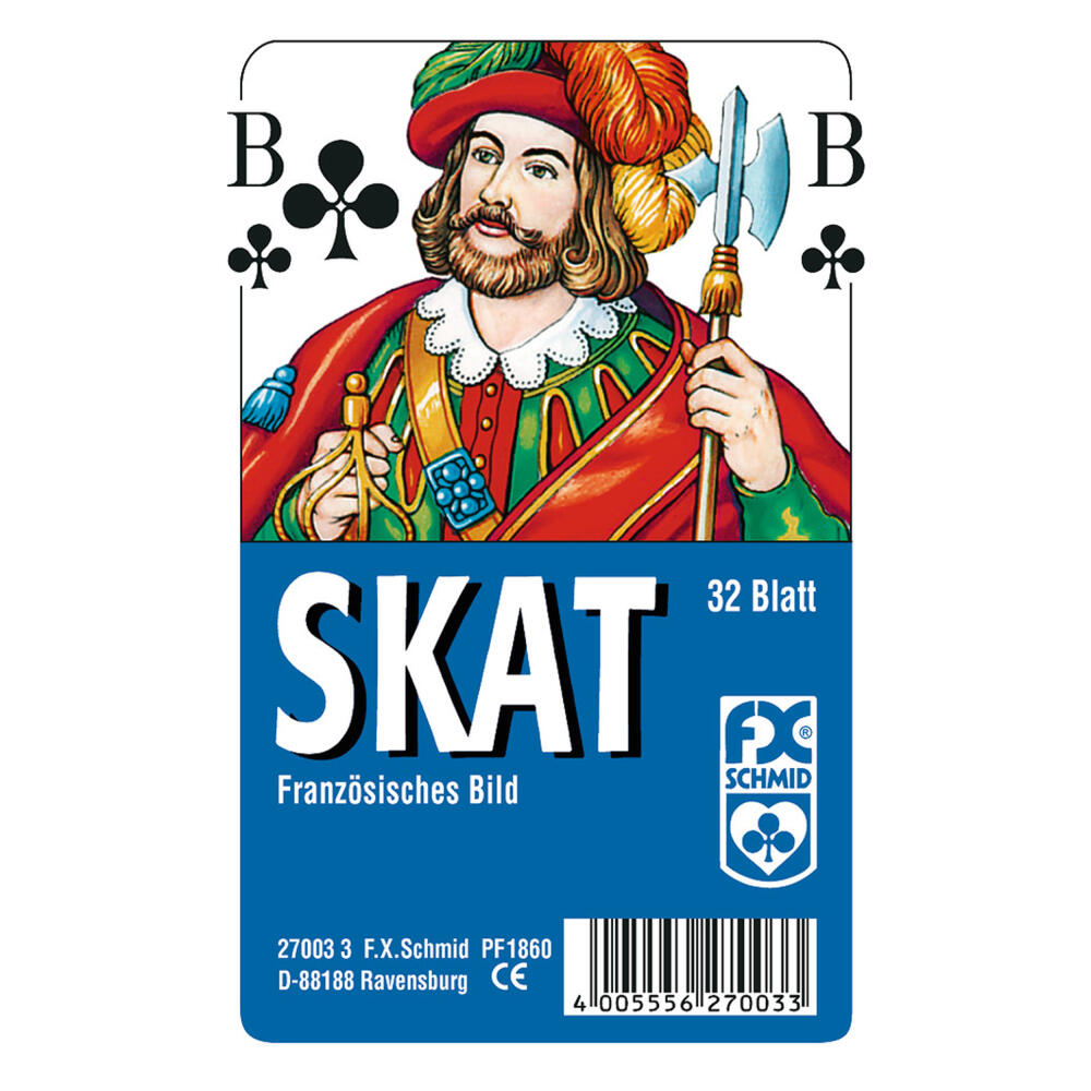 Ravensburger FX Schmid Skat Französisches Bild, Skatspiel, Traditionelle Spielkarten, Kartenspiel, Karten Spiel, Klarsicht Box, 27003 3