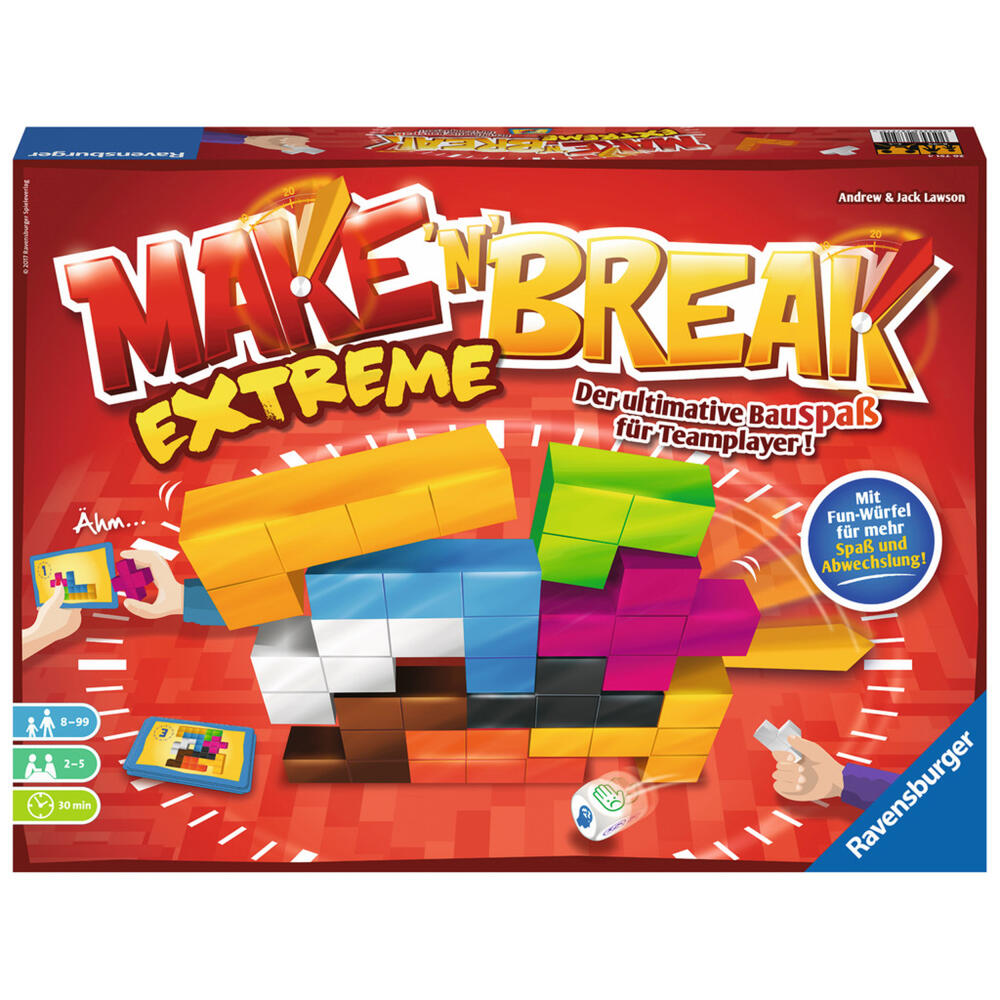 Ravensburger Familienspiele Make 'n' Break Extreme, Geschicklichkeitsspiel, Würfelspiel, Bauspaß, Gesellschaftsspiel, Familien Spiel, 26751 4