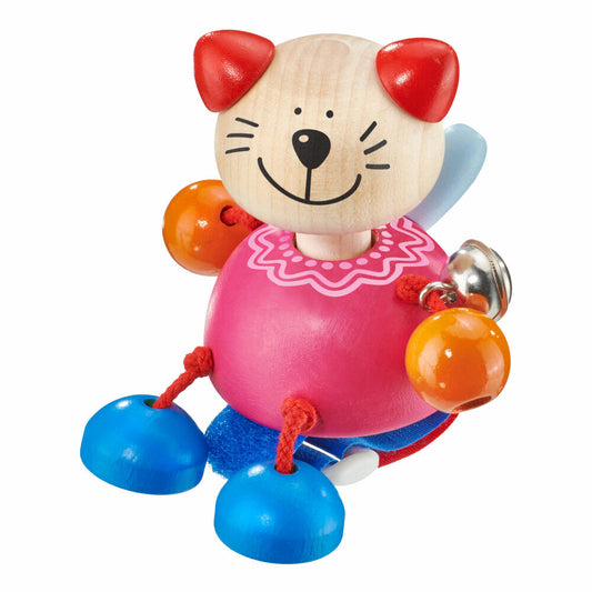 Selecta Babywelt Kitti Katze, Buggyspielzeug, Buggy Spielzeug, Baby, mit Klettverschluss, Holz, 9 cm, 61065