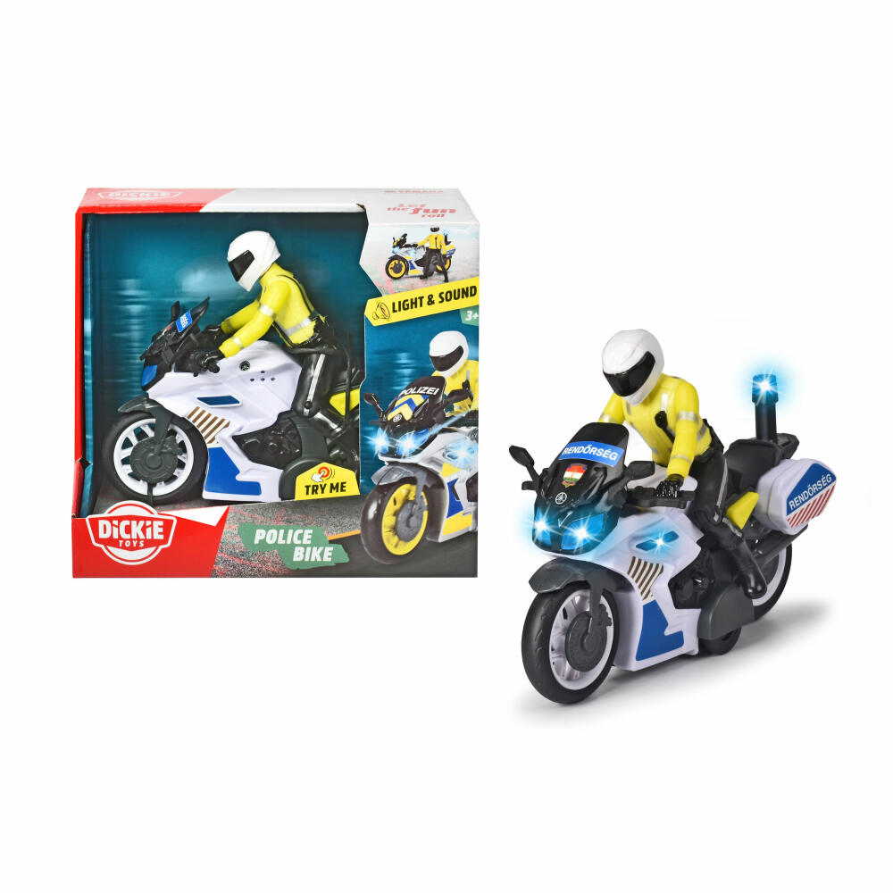 Dickie Toys Police Bike, Polizeimotorrad, Polizei Motorrad, Spielzeugmotorrad, Spielzeug, 203712018