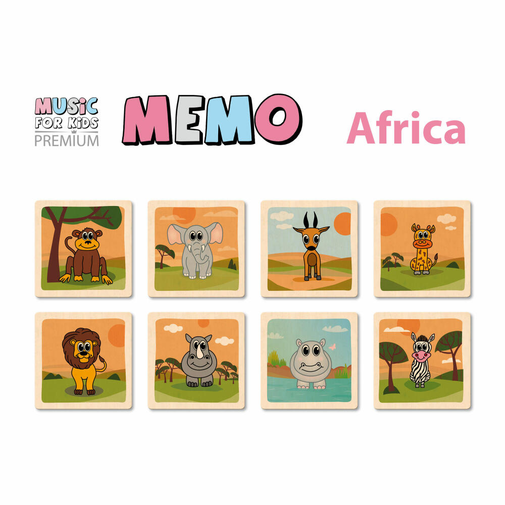 Voggenreiter Music for Kids Premium Memo Africa, Memospiel, Suchspiel, Denkspiel, Kinder, 1239
