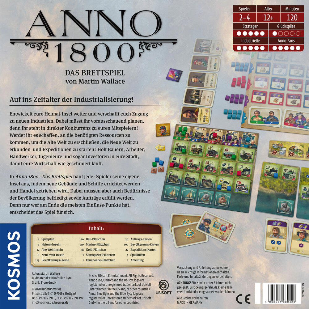 KOSMOS Anno 1800, Brettspiel, Strategiespiel, Strategie, Brett Spiel, Gesellschaftsspiel, ab 12 Jahren, 680428