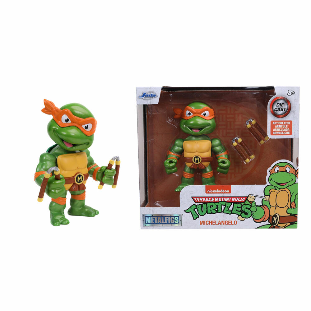 Jada Turtles 4 Michelangelo Figure, mit Zubehör, Sammelfigur, Spielfigur, Spielzeug, Orange, 10 cm, 253283002