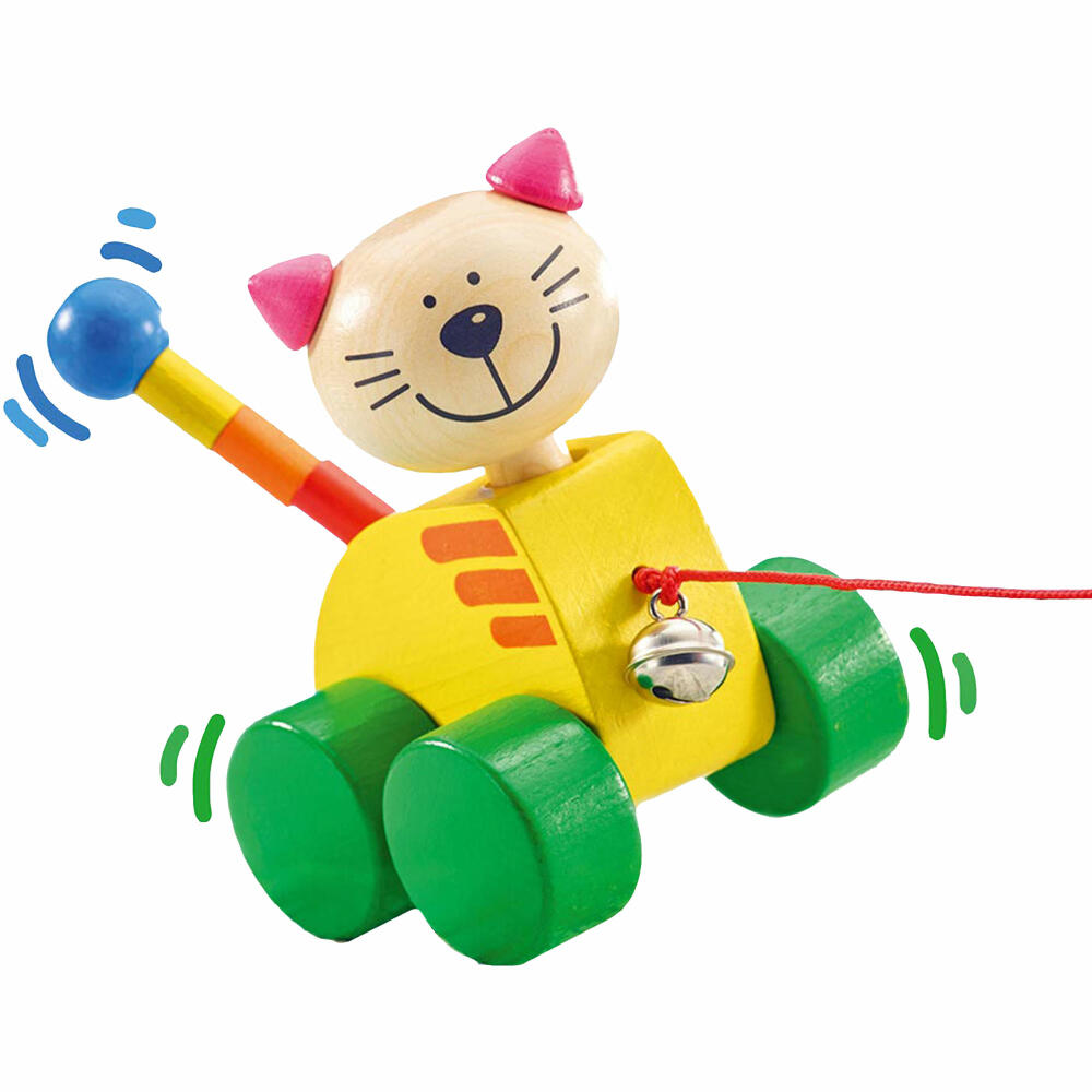 Selecta Spielzeug Tinka Nachzieh Katze, Schiebespielzeug, Kleinkindspiel, Kleinkindspielzeug, Holz, 12 cm, 62035