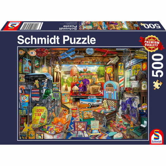 Schmidt Spiele Garagen-Flohmarkt, Standard Puzzle, Erwachsenenpuzzle, 500 Teile, 58972