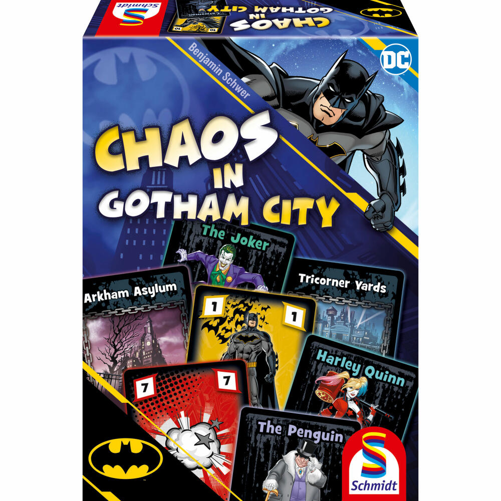 Schmidt Spiele Batman Chaos in Gotham City, Kartenspiel, Stichspiel, Familienspiel, ab 8 Jahre, 49429