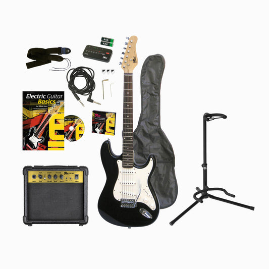 Voggenreiter E-Gitarren Set, 12-tlg., E-Gitarre EG-100, Gitarrenständer GS-100, Elektrogitarre, Verstärker
