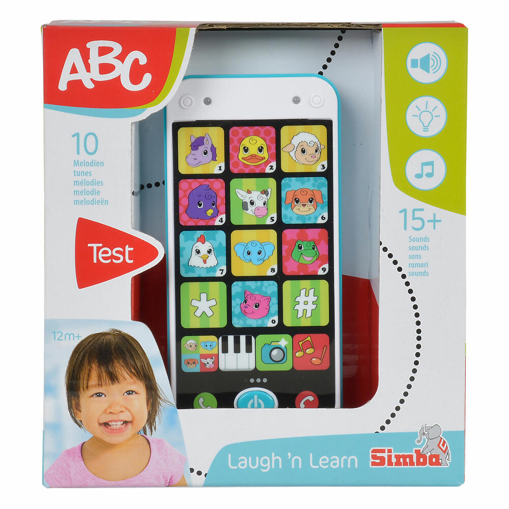 Simba ABC Smartphone Lernspielzeug, Spiel Handy, Kinder, Baby Spielzeug, Musik, inkl. Batterien, 104010002