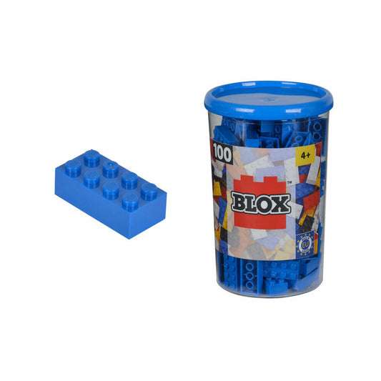 Simba Blox 100 Blaue 8er Steine in Dose, Bausteine, Bauklötze, Kinder Spielzeug, 100 Stück, 104118906