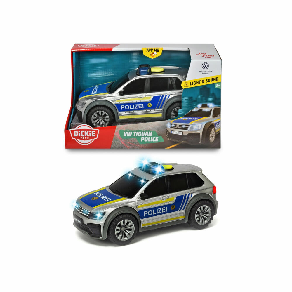 Dickie Toys VW Tiguan R-Line, Polizeiauto, SUV, Polizei Auto, Einsatzwagen, Spielzeugauto, Spielzeug, 203714013