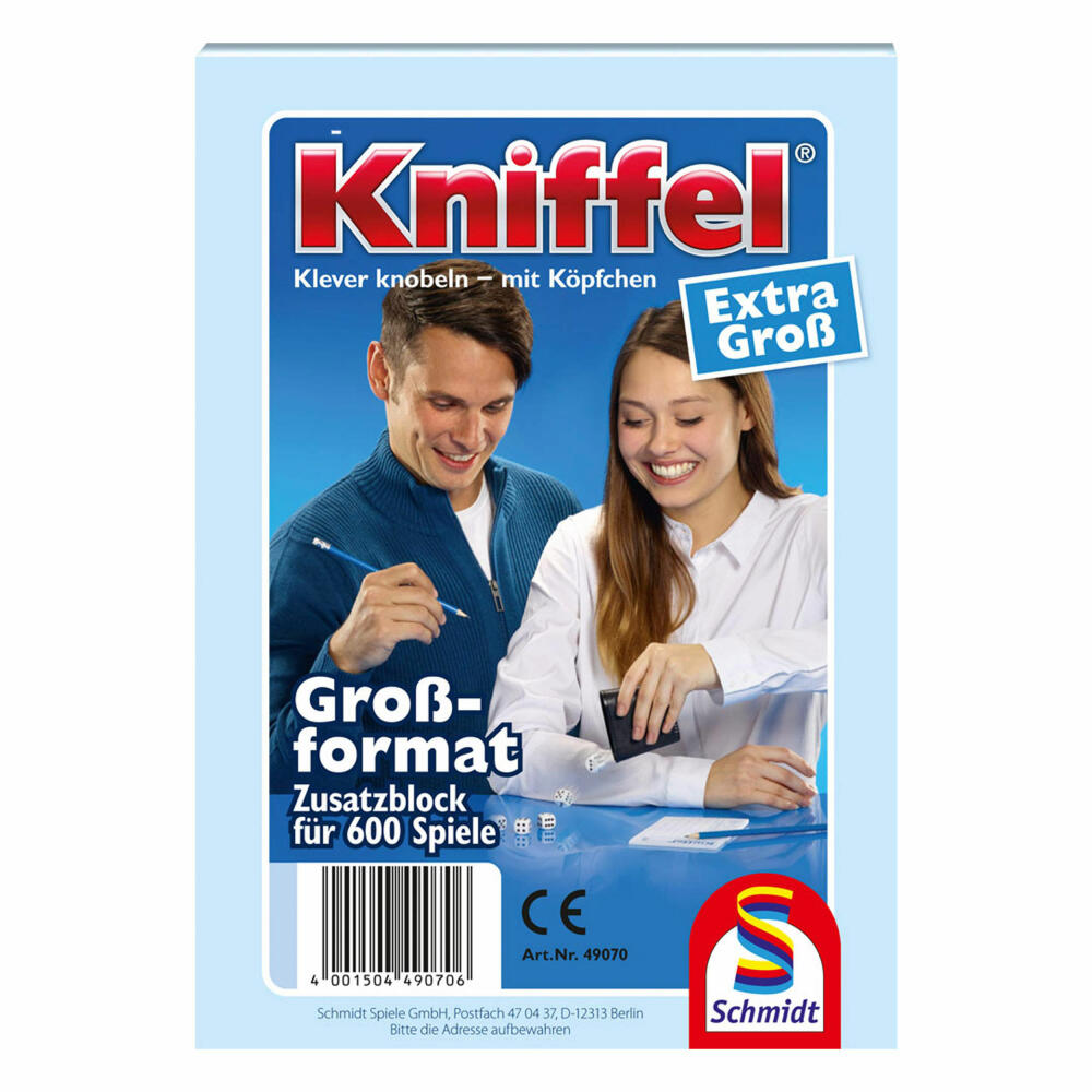 Schmidt Spiele Großer Kniffelblock 3er Set, Familienspiel, Brettspiel, Zusatzblock, 2 bis 8 Spieler, 3 x 600 Spiele