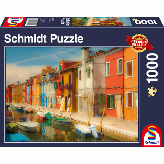 Schmidt Spiele Bunte Häuser der Insel Burano, Standard Puzzle, Erwachsenenpuzzle, 1000 Teile, 58991