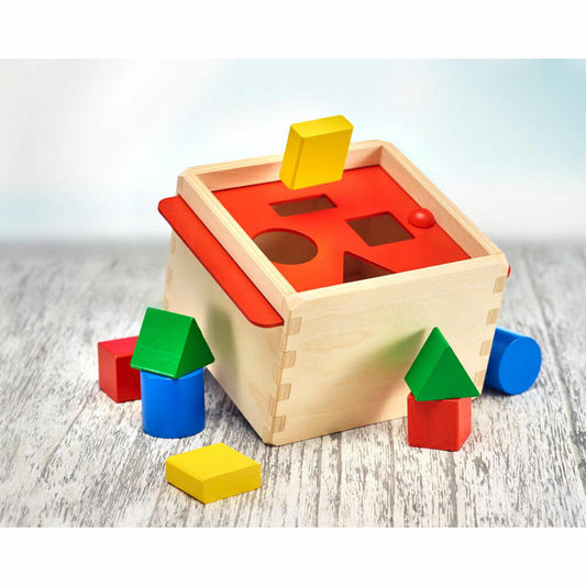 Selecta Spielzeug Sortierbox, Sotier Box, Steckbox, Motorik, Kleinkindspiel, Kleinkindspielzeug, Holz, 14 cm, 62005