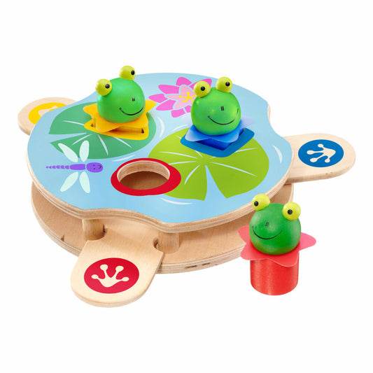 Selecta Kleinkindwelt Saltino Frosch-Katapult, Sortierspiel, Holz Spielzeug, 62072