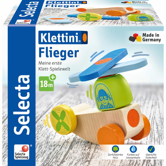 Selecta Klettini Flieger Klett-Stapelspielzeug, 5-tlg., Stapel Spielzeug, Bauen, Holz, 62079