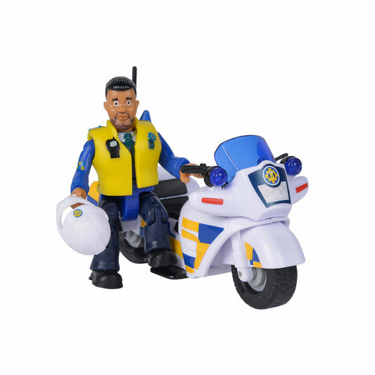 Simba Feuerwehrmann Sam Polizei Motorrad mit Figur, Polizist, Polizeimotorrad, Spielfigur, Spielzeug, 109251092