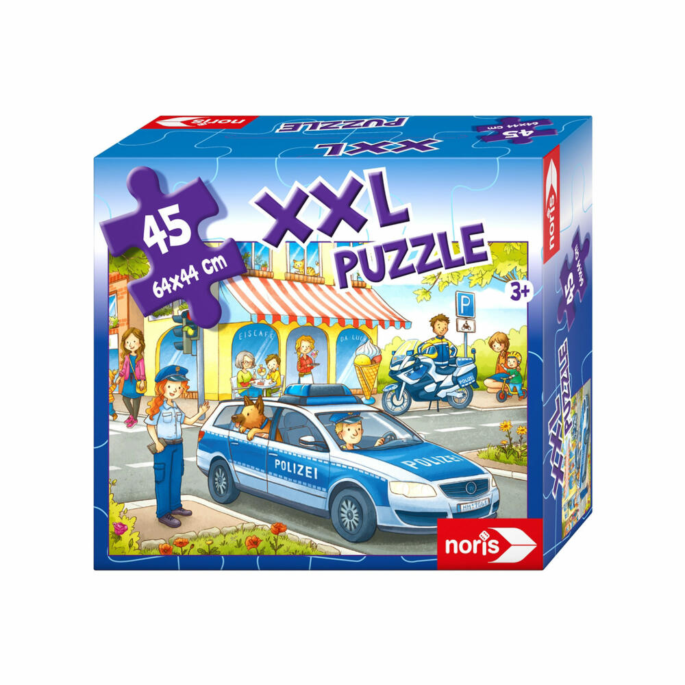 Noris XXL Puzzle Auf Streife mit der Polizei, Puzzlespiel, Legespiel, Riesenpuzzle, Kinderpuzzle, Kinder, 45 Teile, 606031792