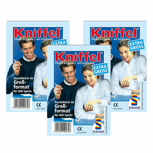 Schmidt Spiele Großer Kniffelblock 3er Set, Familienspiel, Brettspiel, Zusatzblock, 2 bis 8 Spieler, 3 x 600 Spiele