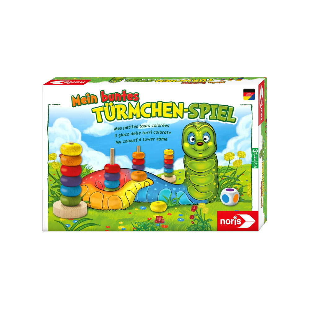 Noris Mein buntes Türmchenspiel, Turmspiel, Kinderspiel, Farblernspiel, Kinder Spiel, Farben lernen, 606011235