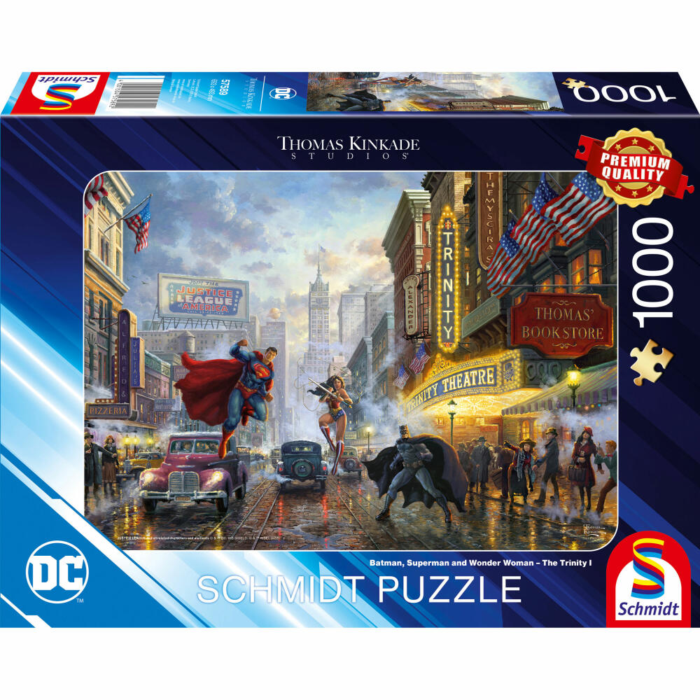 Schmidt Spiele Batman, Superman and Wonder Woman, Thomas Kinkade DC, Erwachsenenpuzzle, Puzzle, ab 12 Jahre, 1000 Teile, 57589