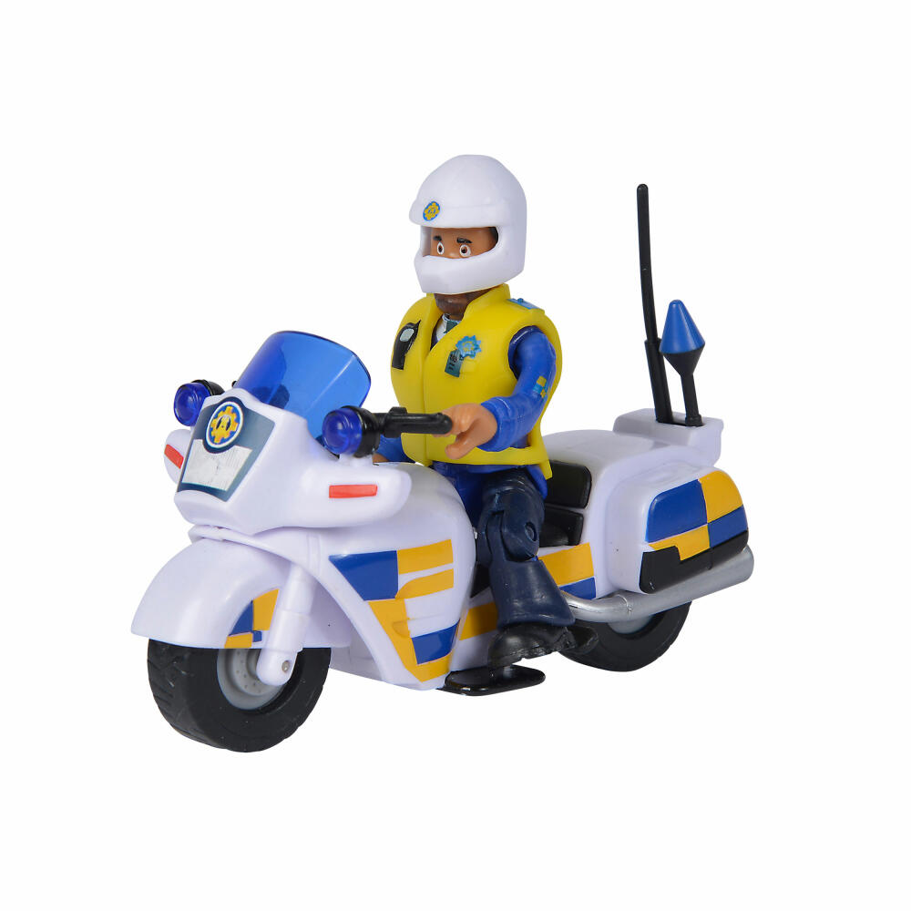 Simba Feuerwehrmann Sam Polizei Motorrad mit Figur, Polizist, Polizeimotorrad, Spielfigur, Spielzeug, 109251092