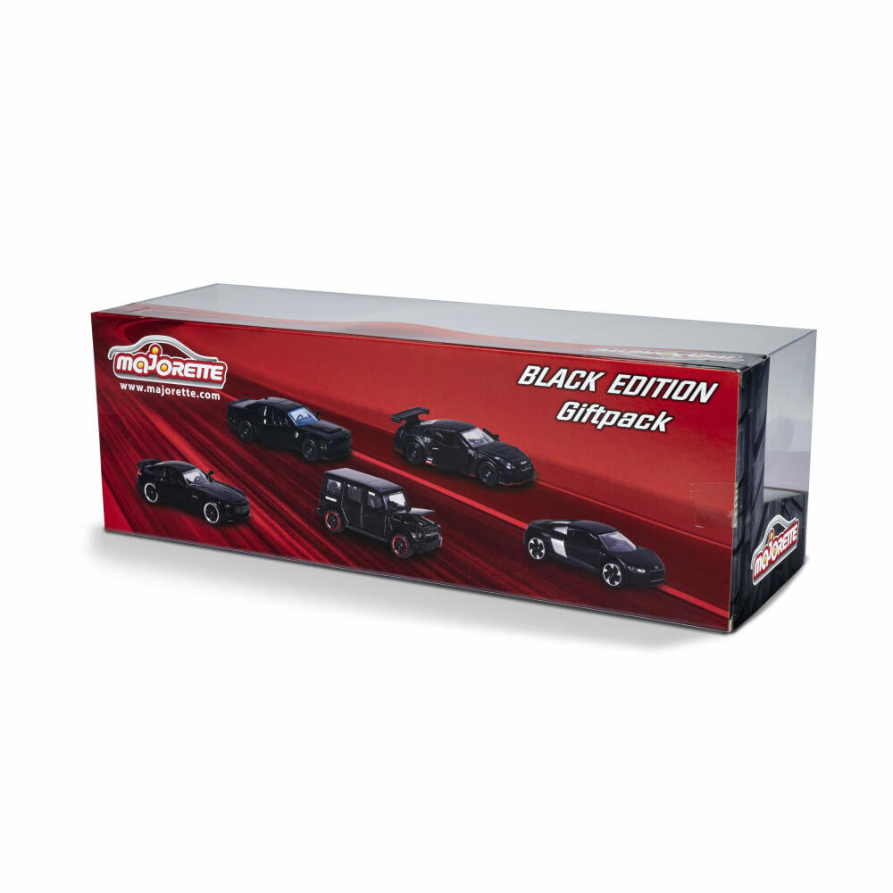 Majorette Black Edition Geschenkset, 5er Set, Spielzeugauto, Spielzeug Auto, Dodge, Audi, Brabus, Schwarz, 212053174