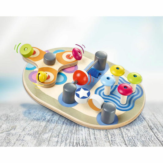 Selecta Spielzeug Spintivity Motorikbrett, Motorik, Kleinkindspiel, Kleinkindspielzeug, Holz, 21 cm, 62064