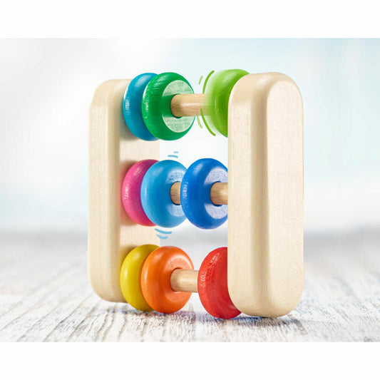 Selecta Spielzeug Abacus, Rassel, Babyspiel, Babyspielzeug, Baby Spiel, Holz, 8 cm, 61033