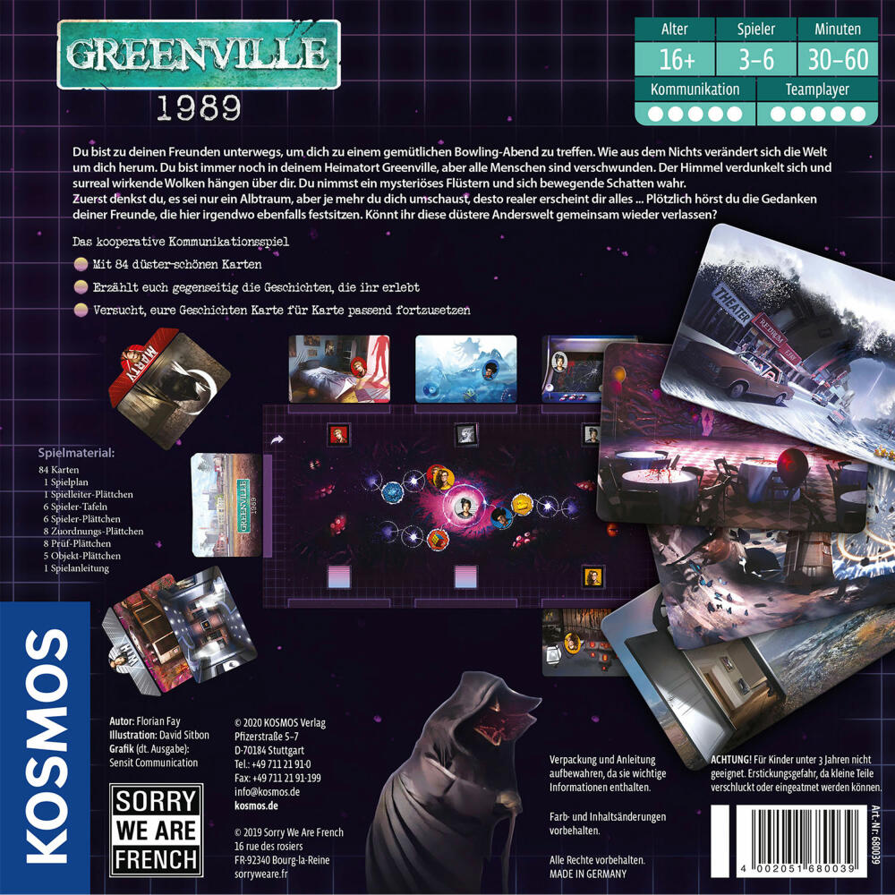 KOSMOS Greenville 1989, Erwachsenenspiele, Kommunikationsspiel, Gesellschaftsspiel, Mystery Spiel, ab 16 Jahren, 680039