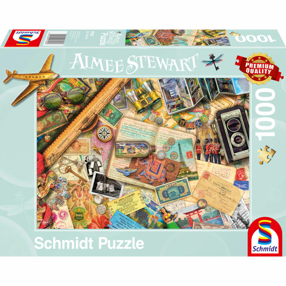 Schmidt Spiele Aufgetischt: Reise-Erinnerungen, Aimee Stewart, Erwachsenenpuzzle, Puzzle, ab 12 Jahre, 1000 Teile, 57581