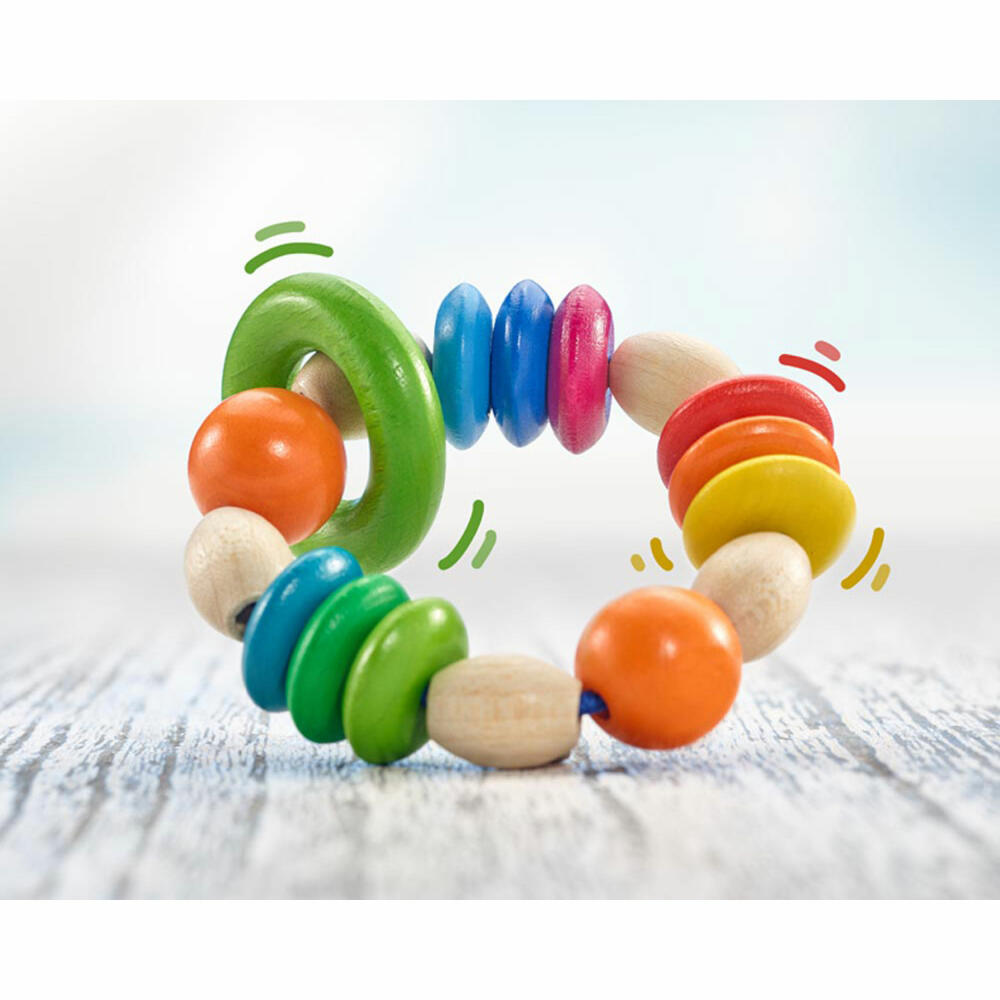 Selecta Spielzeug Limbo Greifling, Rassel, Babyspiel, Babyspielzeug, Spiel, Holz, 9 cm, 61011